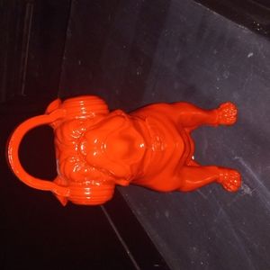 Pug maybe bulldog figurine with headphones